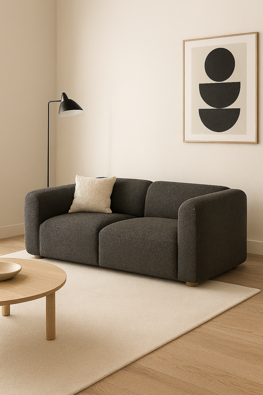 Modern Curved Sectional Sofa – Bouclé Upholstery