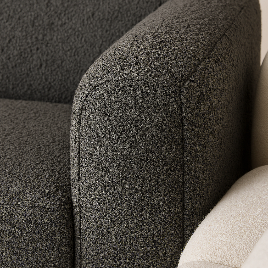 Modern Curved Sectional Sofa – Bouclé Upholstery