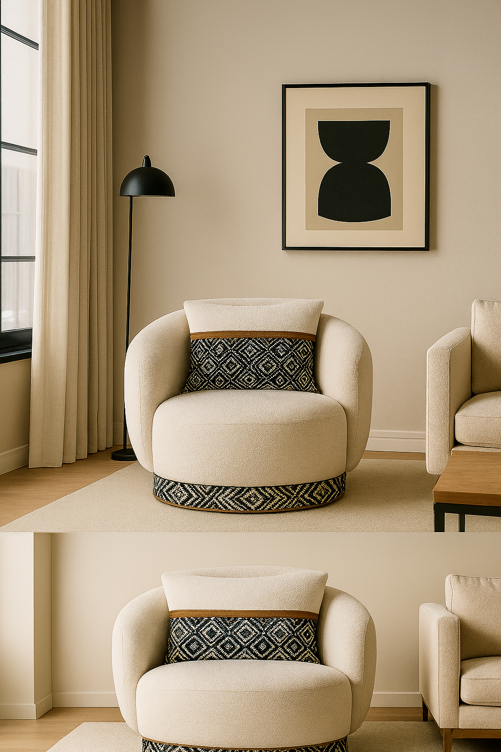Heritage Bouclé Accent Chair – Zulu & Xhosa Inspired Design