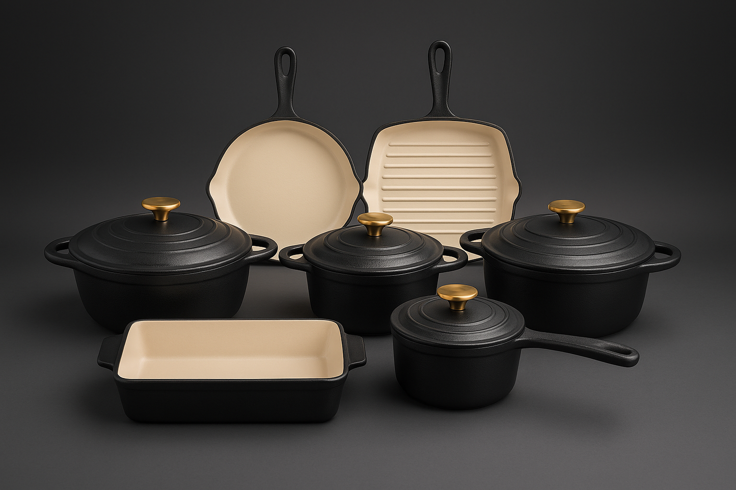 Cast Iron Cookware Set – 7 Piece