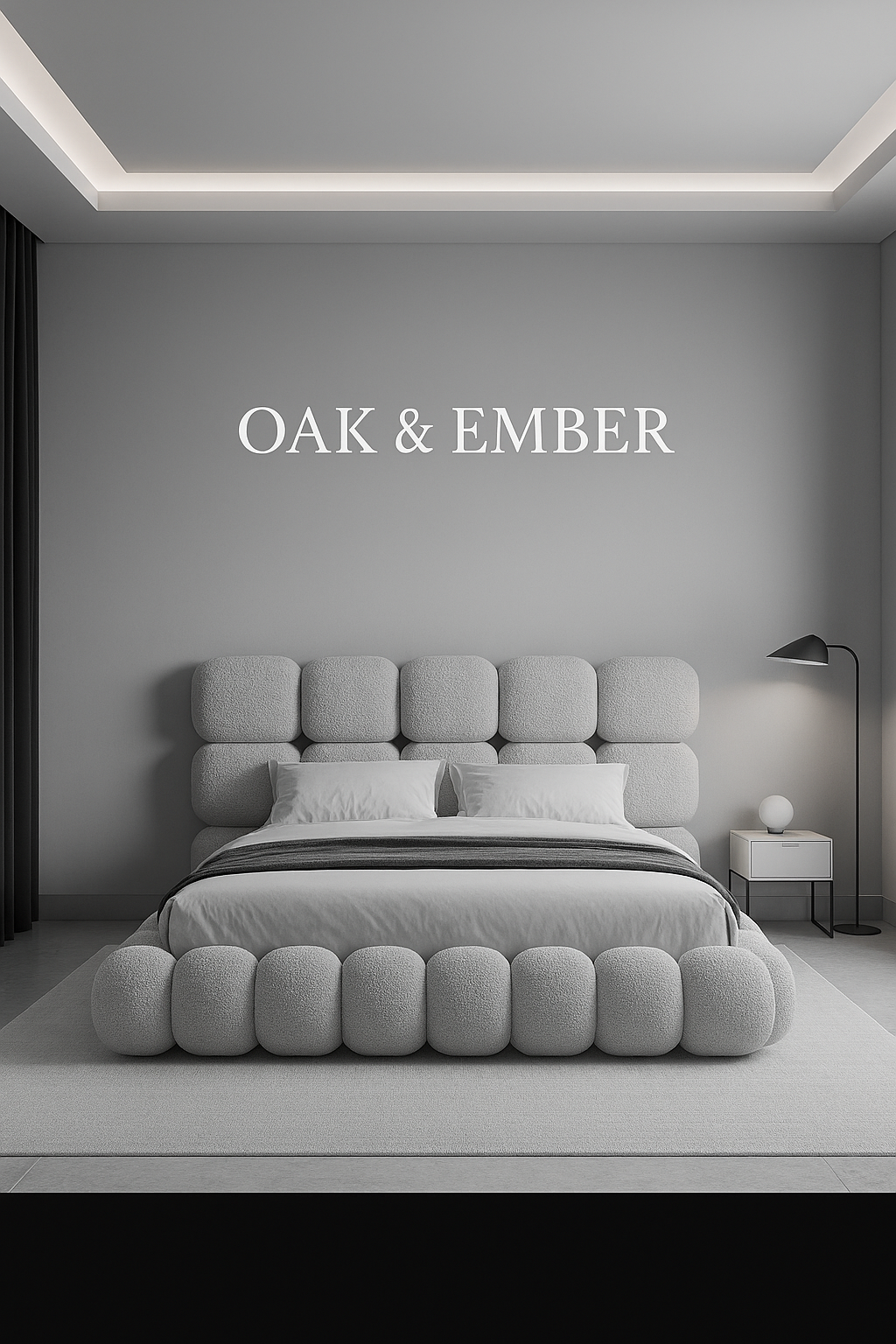 Sculptural Upholstered Bed Frame