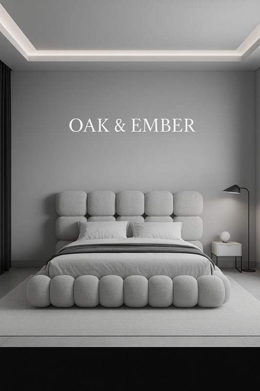 Sculptural Upholstered Bed Frame