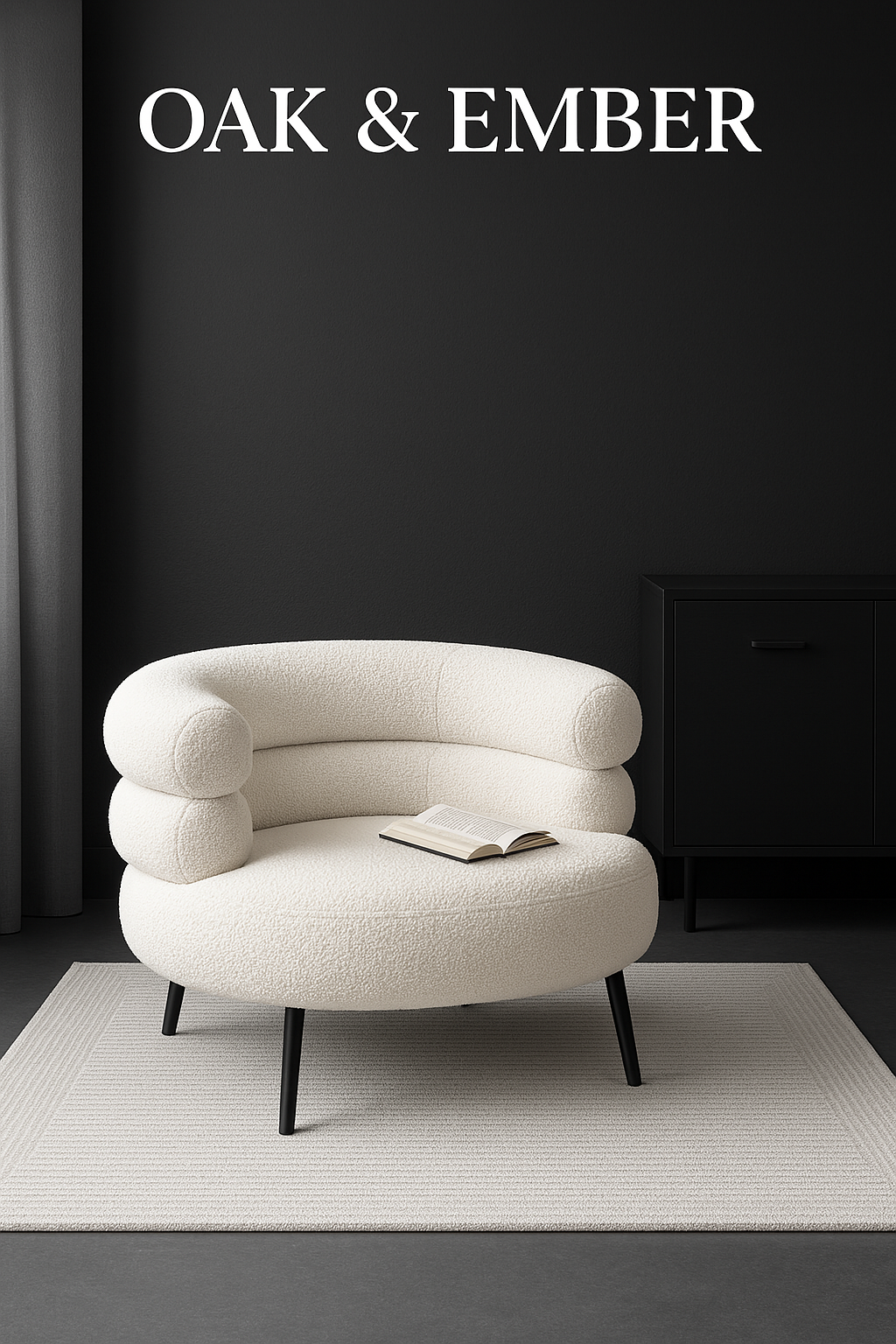 OAK & EMBER Bouclé Accent Sofa with Matching Ottoman – Modern Lounge Chair