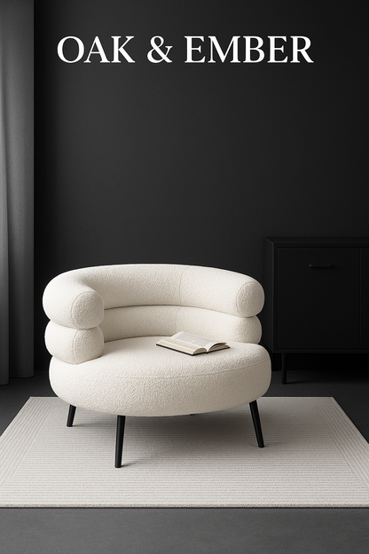 OAK & EMBER Bouclé Accent Sofa with Matching Ottoman – Modern Lounge Chair