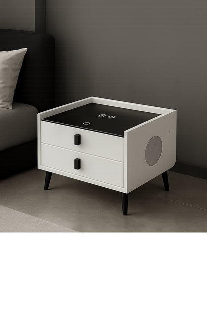 Modern Smart Bedside Table with Wireless Charging – Oak & Ember