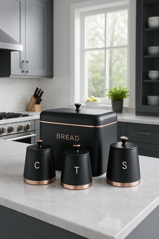 Modern Bread Bin & Kitchen Canister Set | Oak & Ember