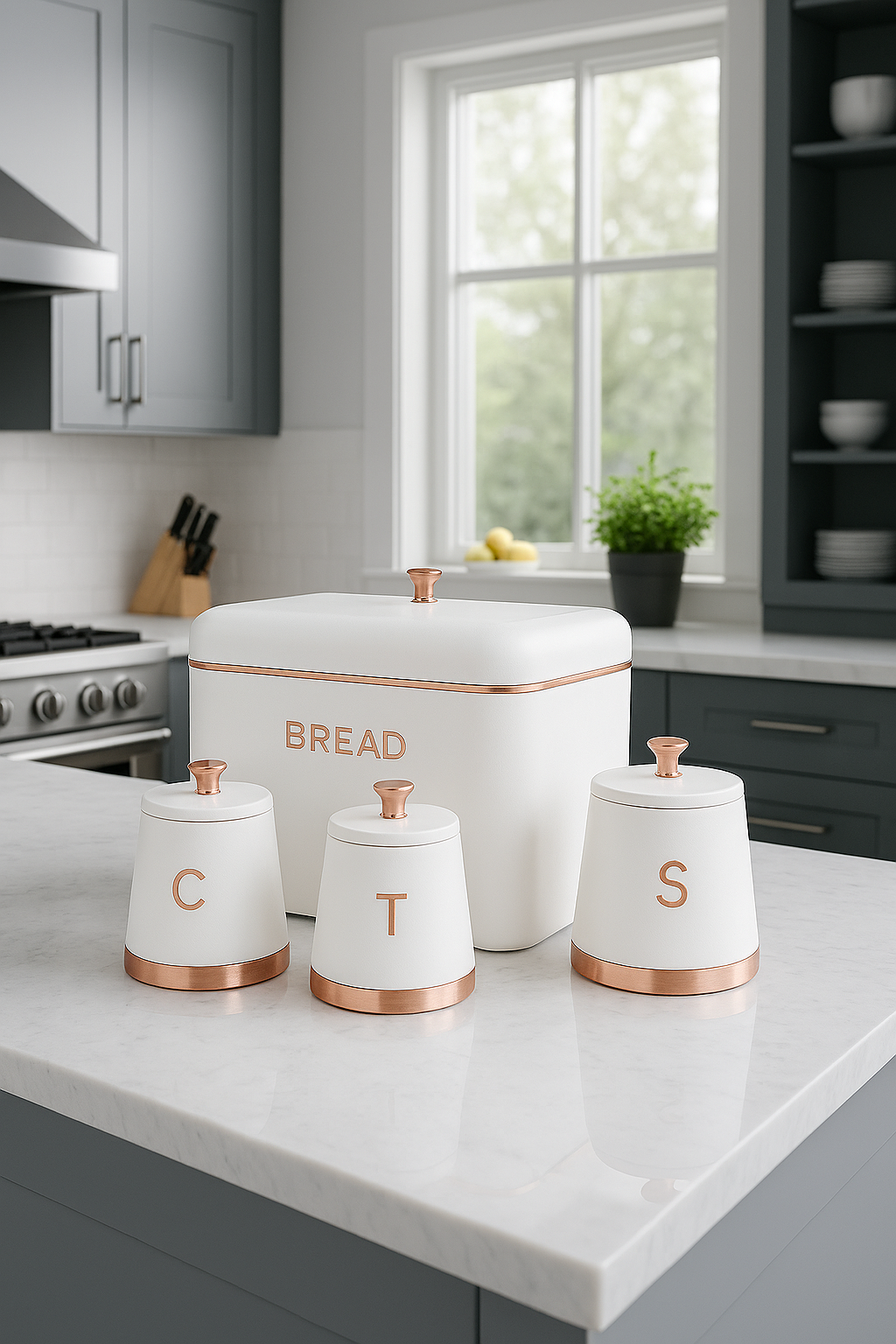 Modern Bread Bin & Kitchen Canister Set | Oak & Ember