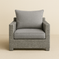 Outdoor Wicker Single‑Seater Lounge Chair with Cushion