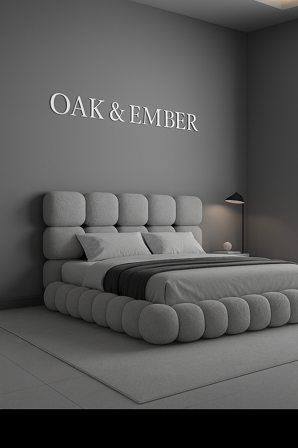 Sculptural Upholstered Bed Frame