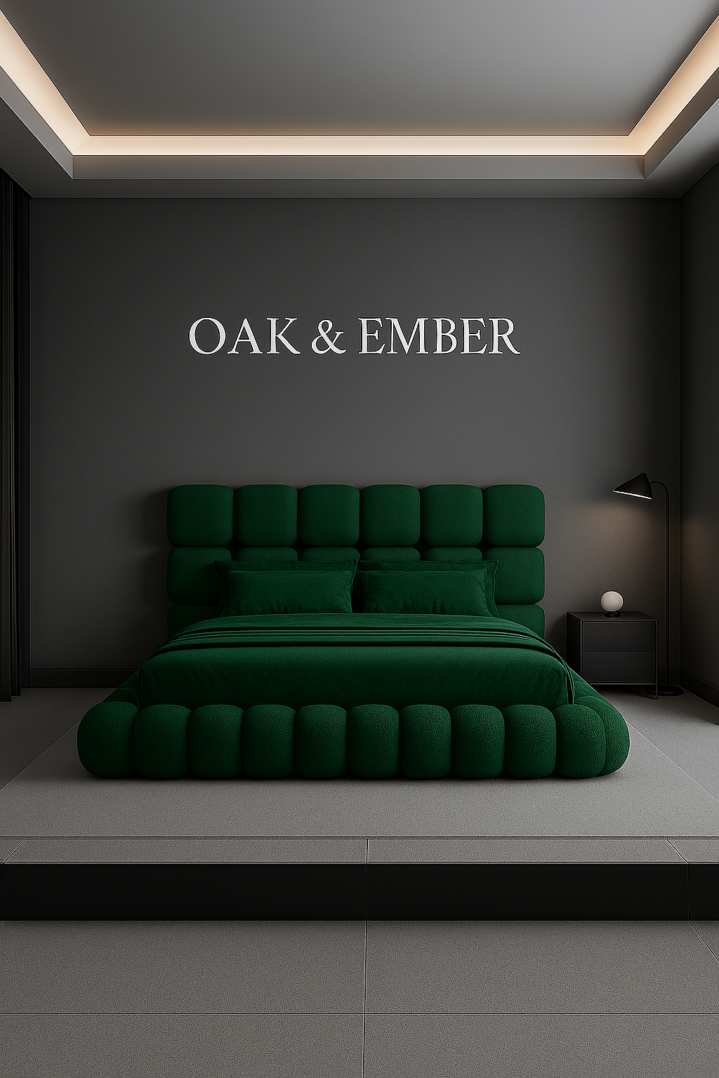 Sculptural Upholstered Bed Frame