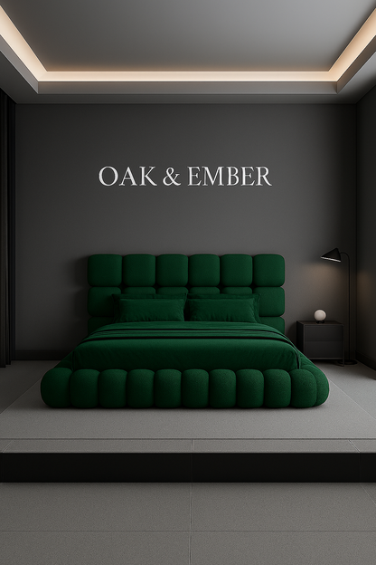 Sculptural Upholstered Bed Frame