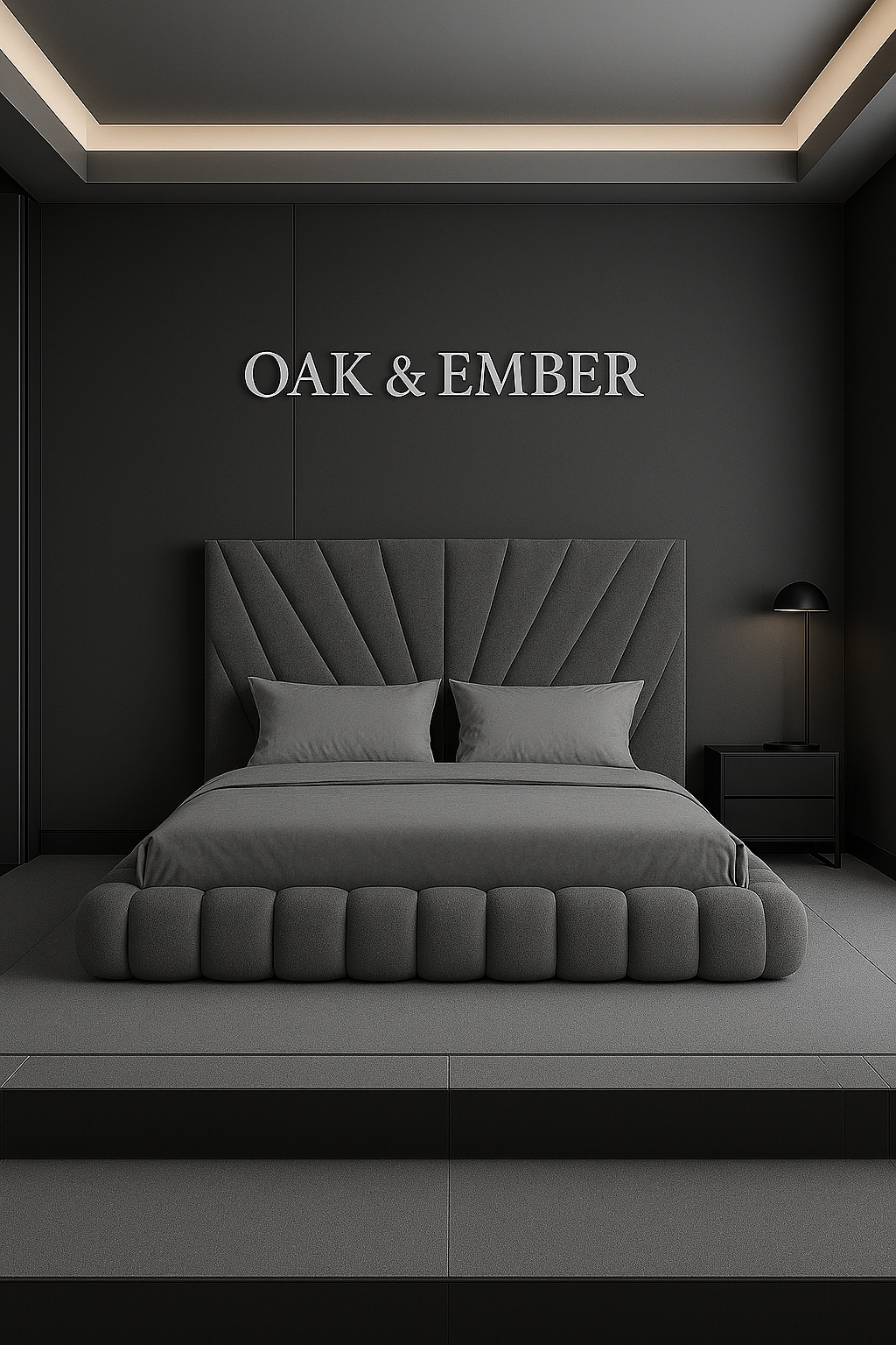 Sculptural Upholstered Bed Frame