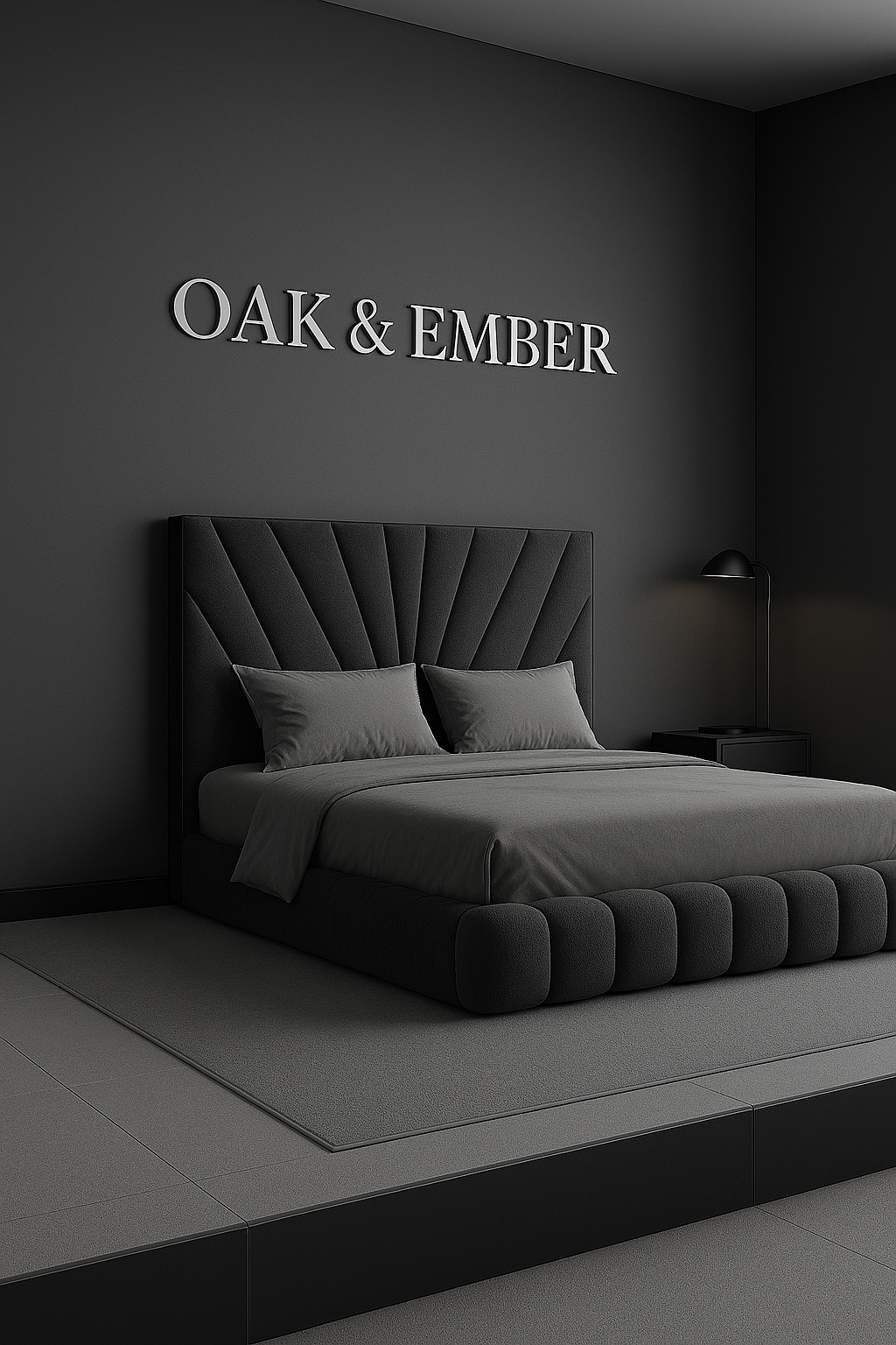 Sculptural Upholstered Bed Frame