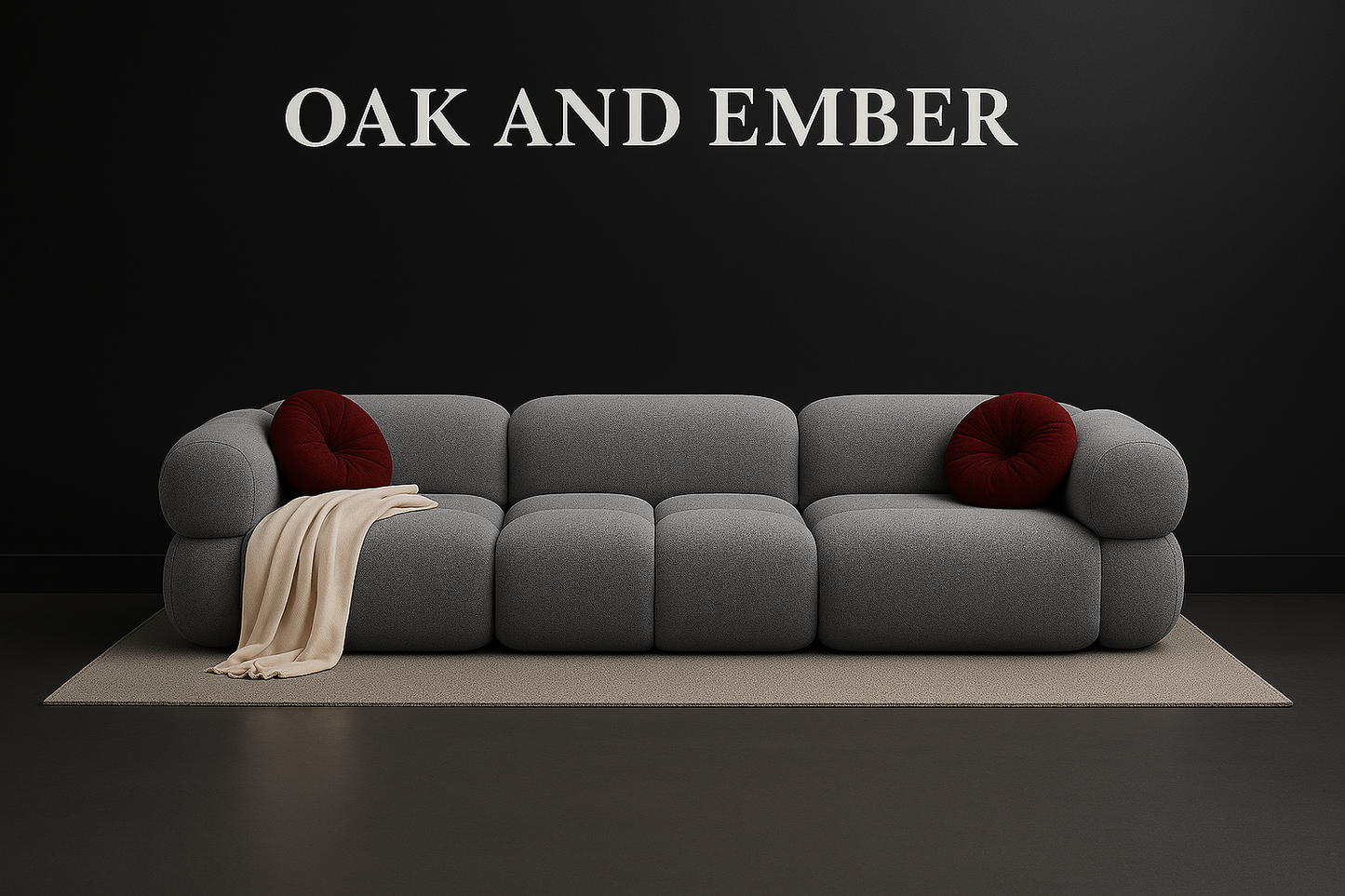 Oak & Ember Maroon Modular Cloud Sofa with Cushions