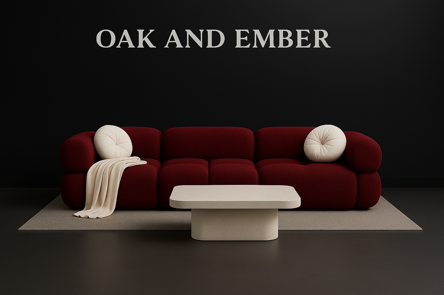 Oak & Ember Maroon Modular Cloud Sofa with Cushions
