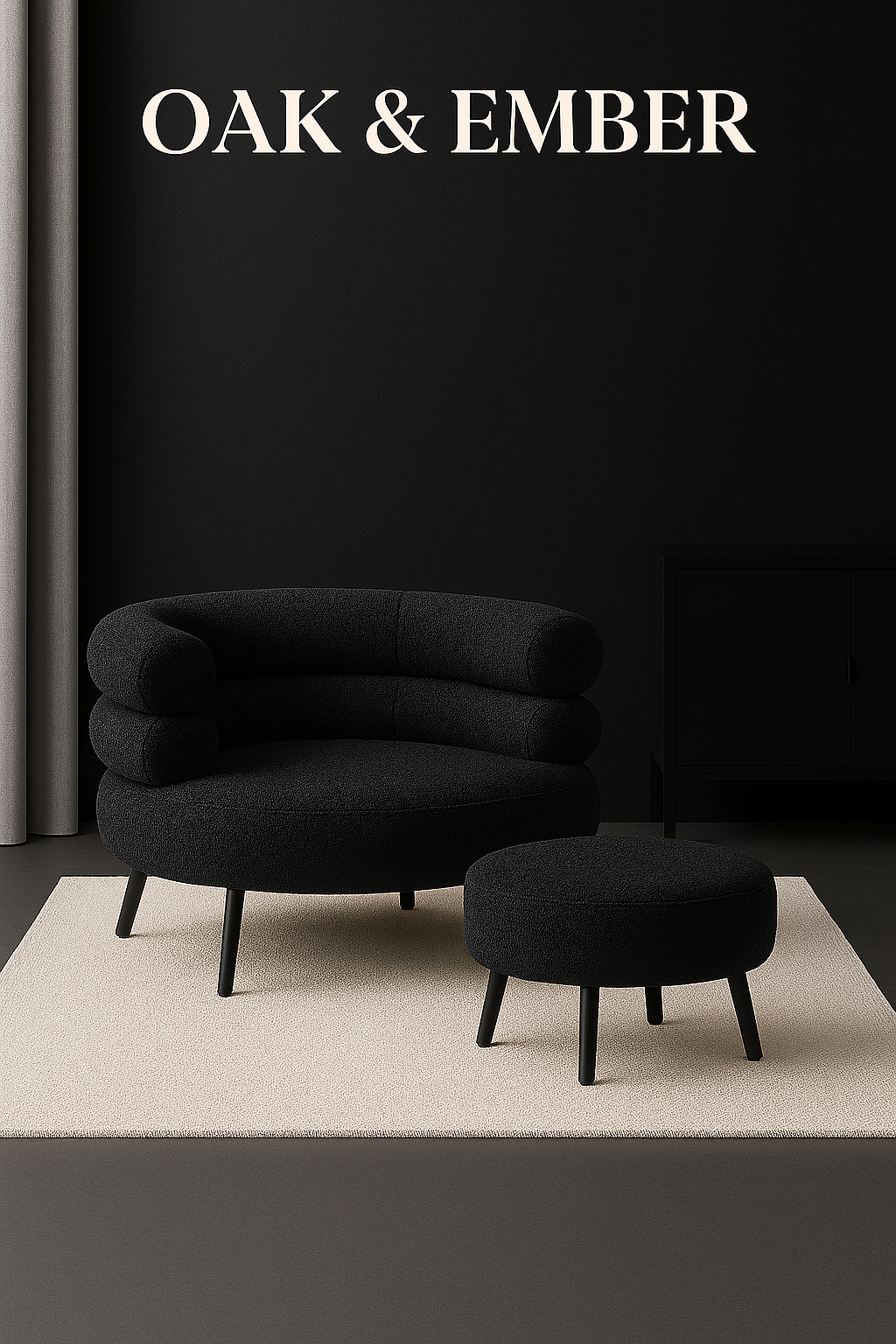OAK & EMBER Bouclé Accent Sofa with Matching Ottoman – Modern Lounge Chair