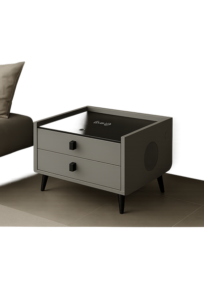 Modern Smart Bedside Table with Wireless Charging – Oak & Ember
