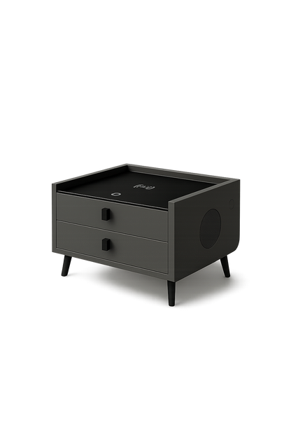 Modern Smart Bedside Table with Wireless Charging – Oak & Ember