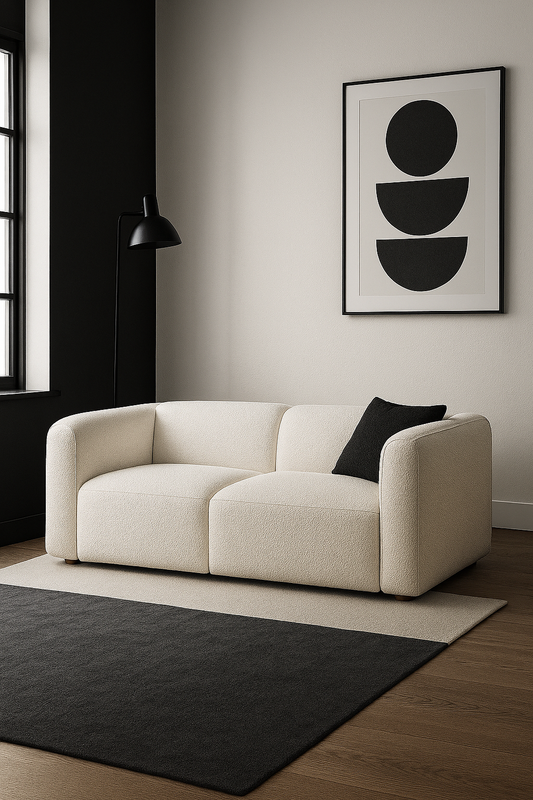Modern Curved Sectional Sofa – Bouclé Upholstery