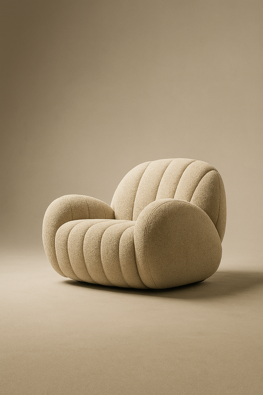 Curved Bouclé Accent Single Chair – Modern Lounge Design