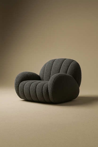 Curved Bouclé Accent Single Chair – Modern Lounge Design
