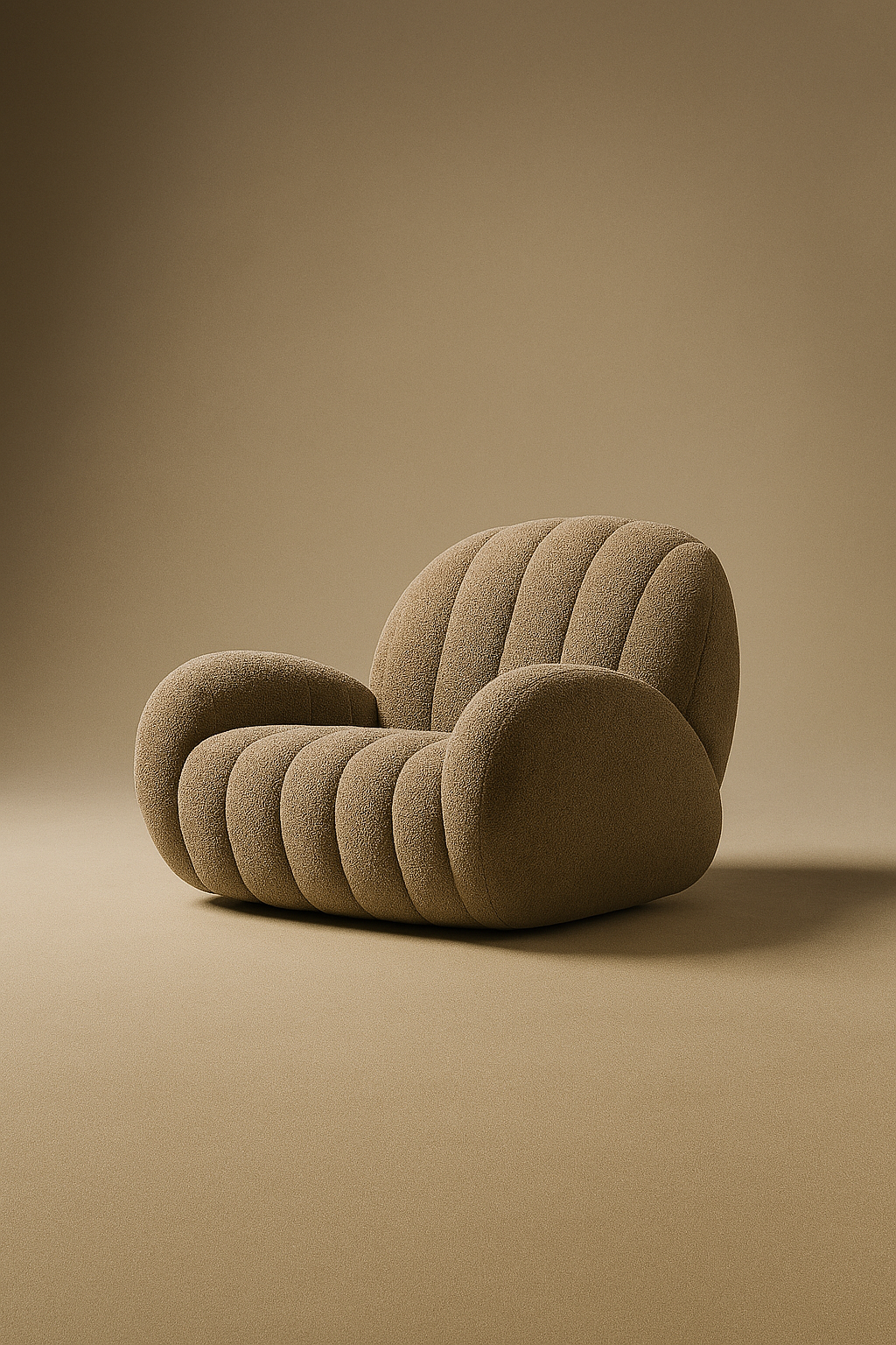 Curved Bouclé Accent Single Chair – Modern Lounge Design