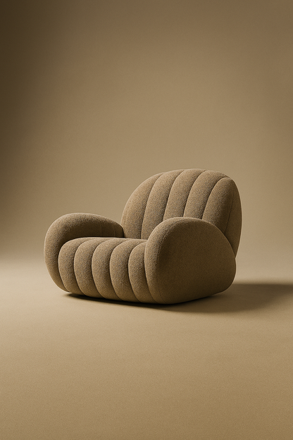 Curved Bouclé Accent Single Chair – Modern Lounge Design