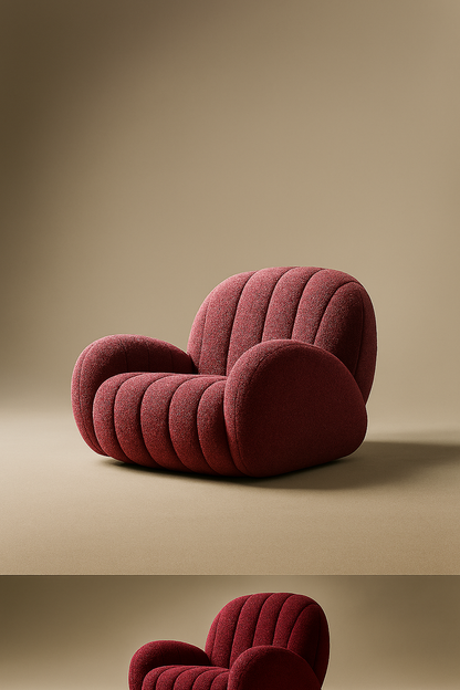 Curved Bouclé Accent Single Chair – Modern Lounge Design