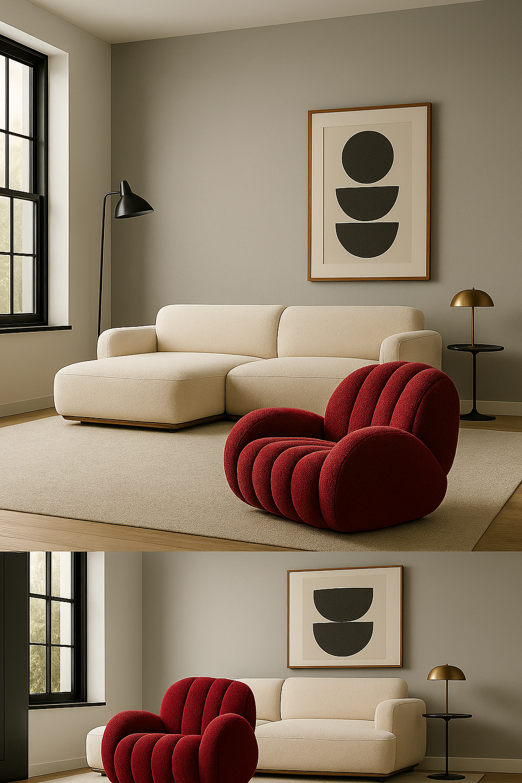 Curved Bouclé Accent Single Chair – Modern Lounge Design
