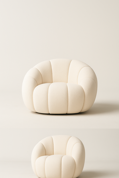 Pumpkin Bouclé Accent Chair – Curved Accent Seating