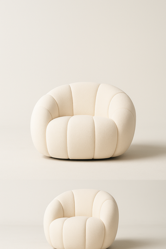 Pumpkin Bouclé Accent Chair – Curved Accent Seating