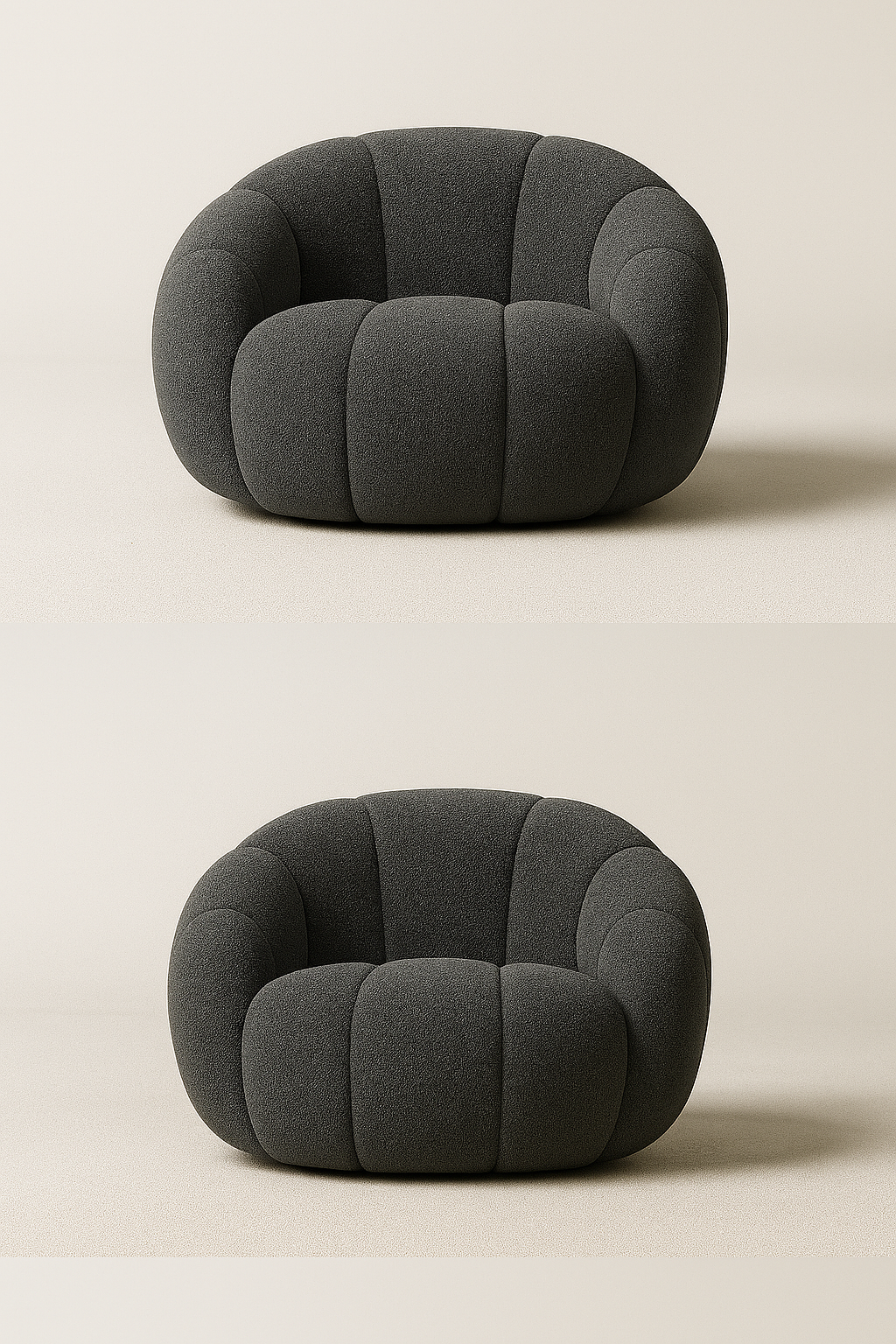 Pumpkin Bouclé Accent Chair – Curved Accent Seating
