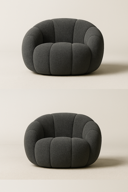 Pumpkin Bouclé Accent Chair – Curved Accent Seating