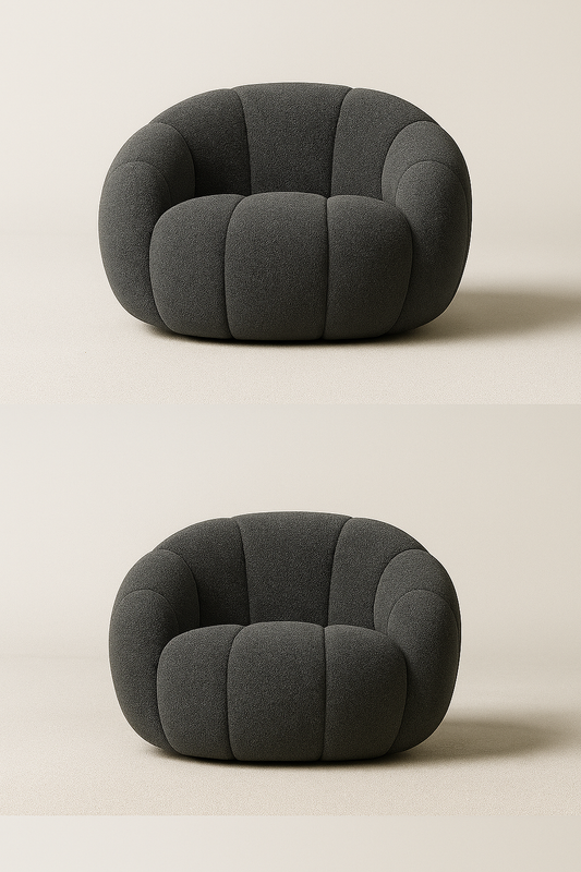 Pumpkin Bouclé Accent Chair – Curved Accent Seating