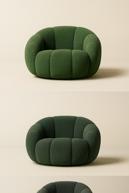 Pumpkin Bouclé Accent Chair – Curved Accent Seating