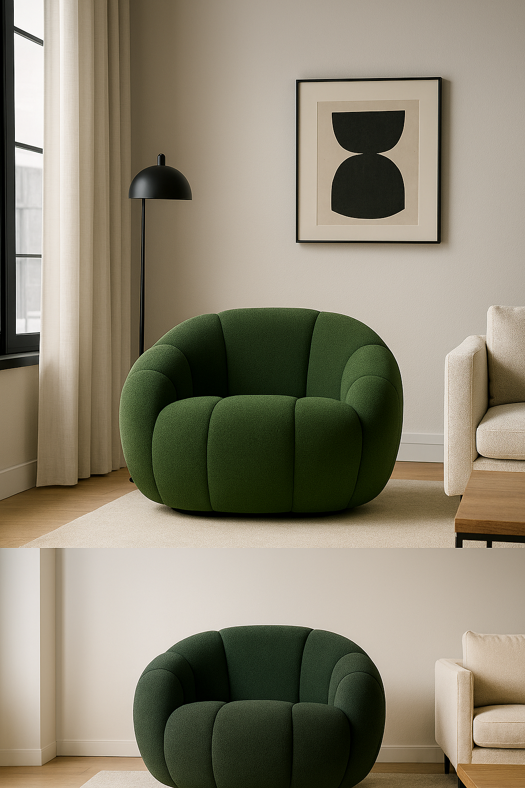 Pumpkin Bouclé Accent Chair – Curved Accent Seating