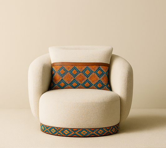 Heritage Bouclé Accent Chair – Zulu & Xhosa Inspired Design