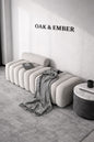 3 Seater Oak & Ember Modern Sculptural Stool – Luxury