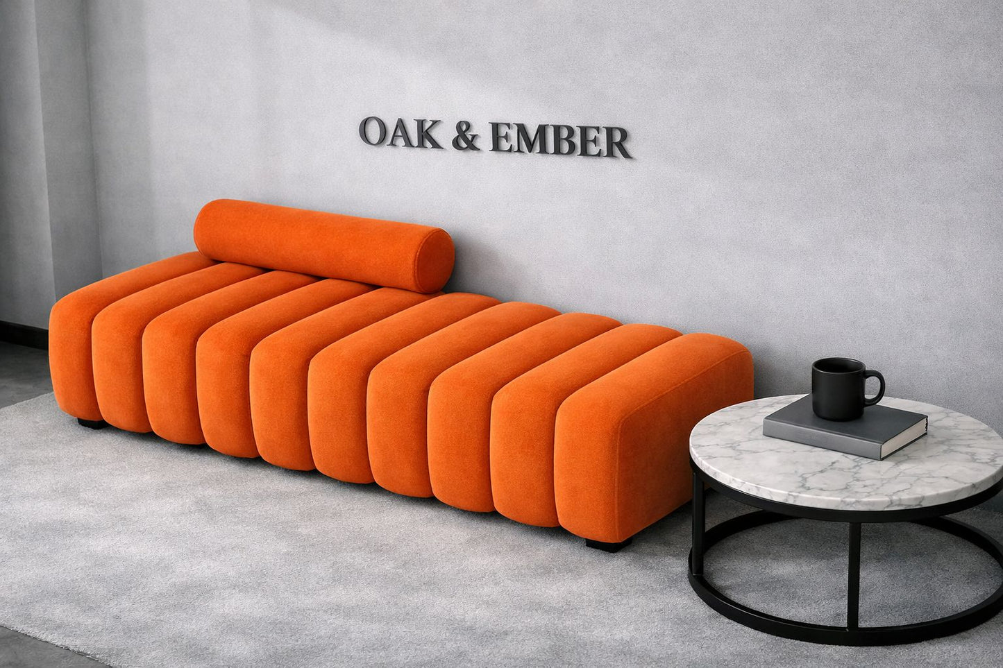 3 Seater Oak & Ember Modern Sculptural Stool – Luxury
