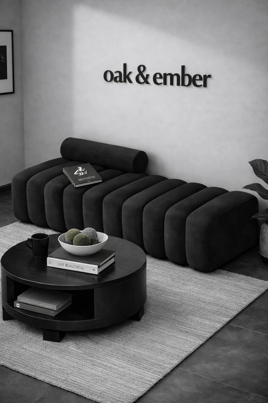 3 Seater Oak & Ember Modern Sculptural Stool – Luxury